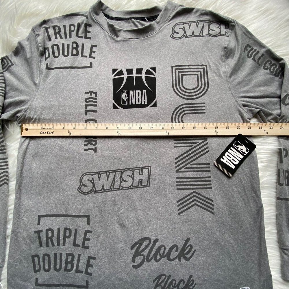 NWT NBA Mens Gray Spell Out Word/Logo Long Sleeve Crew Neck T Shirt Size Large L - Picture 7 of 15